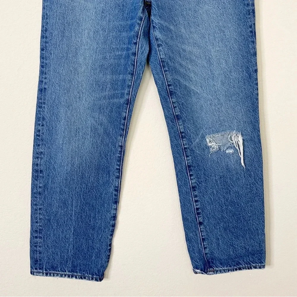 Madewell Classic Straight Jeans in Jade Wash: Knee-Rip Edition J7951 Size 27 - Picture 6 of 15